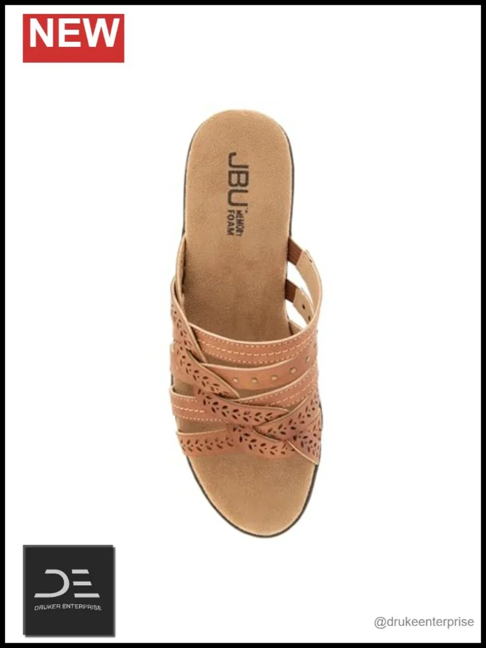 JBU Juna Casual Wedge Sandals Faux Leather Memory Foam Slip On